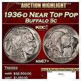 1936-d Buffalo Nickel Near Top Pop 5c ms67+ SEGS