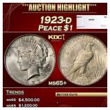 1923-d Peace Dollar $1 ms65+ SEGS