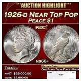 1926-d Peace Dollar Near Top Pop $1 ms66+ SEGS