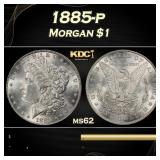 1885-p Morgan Dollar $1 Grades ms62