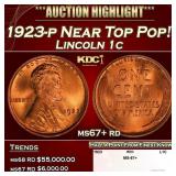 1923-p Lincoln Cent Near Top Pop! 1c ms67+ rd SEGS
