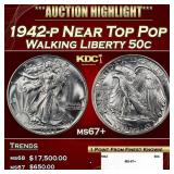 1942-p Walking Liberty Half Dollar Near Top Pop 50