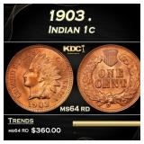 1903 Indian Cent . 1c Grades ms64 rd