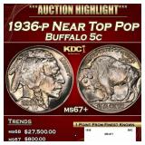 1936-p Buffalo Nickel Near Top Pop 5c ms67+ SEGS