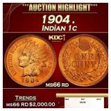 1904 Indian Cent . 1c ms66 rd SEGS