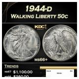 1944-d Walking Liberty Half Dollar 50c ms66+ SEGS
