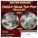 1922-p Peace Dollar Near Top Pop $1 ms66+ SEGS