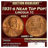 1931-s Lincoln Cent Near Top Pop! 1c ms66+ rd SEGS