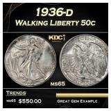 1936-d Walking Liberty Half Dollar 50c Grades ms65