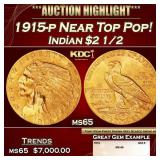 1915-p Gold Indian Quarter Eagle Near Top Pop! $2