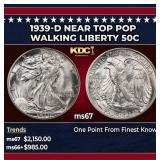 1939-d Walking Liberty Half Dollar Near Top Pop 50