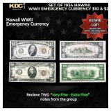 Set of 1934 Hawaii WWII Emergency Currency $10 & $