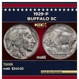 1929-p Buffalo Nickel 5c Grades ms65