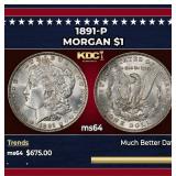 1891-p Morgan Dollar $1 Grades ms64