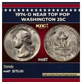 1974-d Washington Quarter Near Top Pop 25c ms67 SE