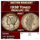 1938 Proof Mercury Dime Toned 10c pr67+ SEGS