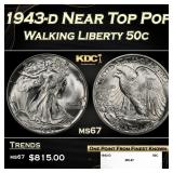 1943-d Walking Liberty Half Dollar Near Top Pop 50