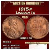 1915-p Lincoln Cent 1c ms66+ rd SEGS