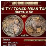 1913-s Ty I Buffalo Nickel Toned Near Top Pop 5c m