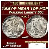 1937-p Walking Liberty Half Dollar Near Top Pop 50