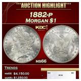 1882-p Morgan Dollar $1 ms66 SEGS