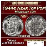 1944-d Mercury Dime Near Top Pop! 10c ms68 FSB SEG