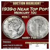 1939-d Mercury Dime Near Top Pop! 10c ms68+ FSB SE