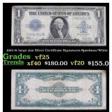 1923 $1 large size Silver Certificate Grades vf+ S