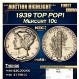 1939 Proof Mercury Dime TOP POP! 10c pr68+ SEGS