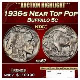 1936-s Buffalo Nickel Near Top Pop 5c ms67 SEGS