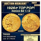 1926-p Gold Indian Quarter Eagle TOP POP! $2 1/2 m