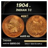 1904 Indian Cent . 1c Grades ms65 rd