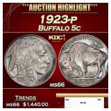 1923-p Buffalo Nickel 5c ms66 SEGS