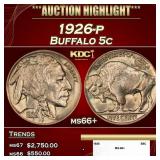 1926-p Buffalo Nickel 5c ms66+ SEGS