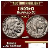 1935-d Buffalo Nickel 5c ms66 SEGS