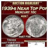 1939-s Mercury Dime Near Top Pop 10c ms67 FSB SEGS