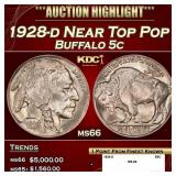 1928-d Buffalo Nickel Near Top Pop 5c ms66 SEGS