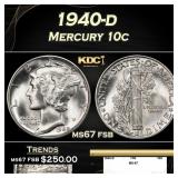 1940-d Mercury Dime 10c ms67 fsb SEGS