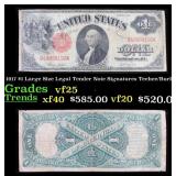 1917 $1 Large Size Legal Tender Note Grades vf+ Si