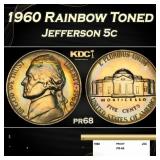 1960 Proof Jefferson Nickel Rainbow Toned 5c pr68