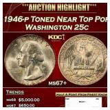 1946-p Washington Quarter Toned Near Top Pop 25c m