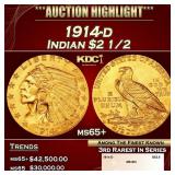 1914-d Gold Indian Quarter Eagle $2 1/2 ms65+ SEGS