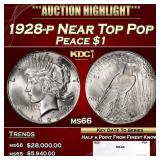 1928-p Peace Dollar Near Top Pop $1 ms66 SEGS