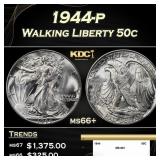 1944-p Walking Liberty Half Dollar 50c ms66+ SEGS