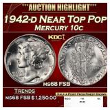 1942-d Mercury Dime Near Top Pop! 10c ms68 FSB SEG