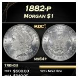 1882-p Morgan Dollar $1 Grades ms64+