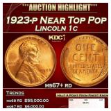 1923-p Lincoln Cent Near Top Pop 1c ms67+ rd SEGS