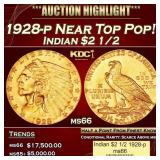 1928-p Gold Indian Quarter Eagle Near Top Pop! $2