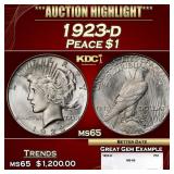 1923-d Peace Dollar $1 ms65 SEGS