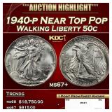 1940-p Walking Liberty Half Dollar Near Top Pop 50